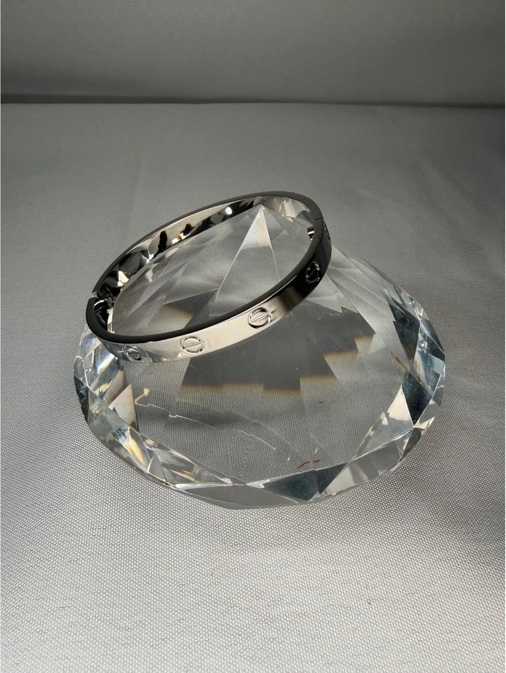 Silver Tone Screw Motif Bangle Bracelet with Screwdriver